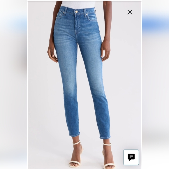 7 For All Mankind Jeans Gwenevere Blue Skinny Ankle Stretch Denim - Picture 1 of 11